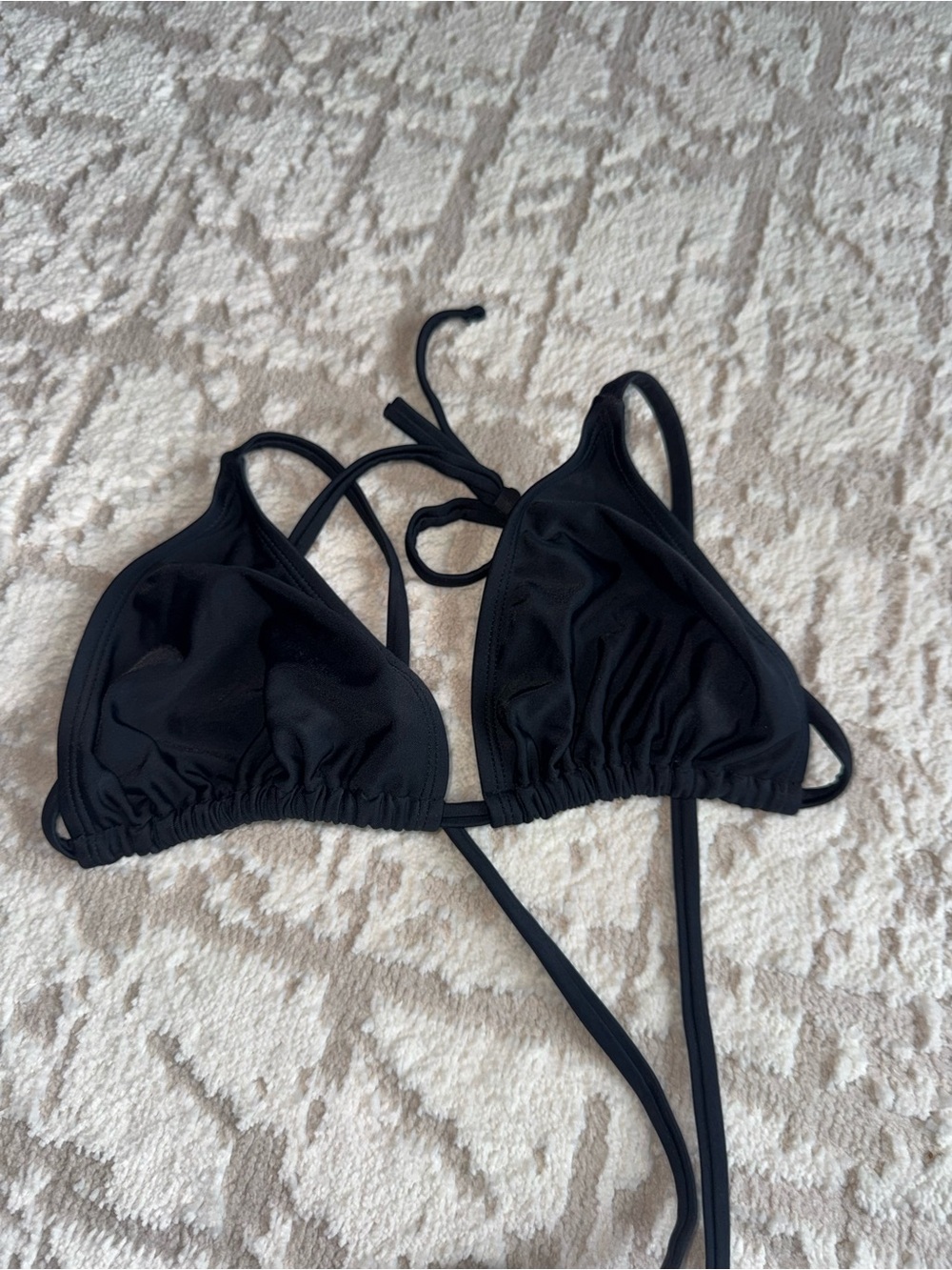 Black Triangle String Bikini Top - Women Swim